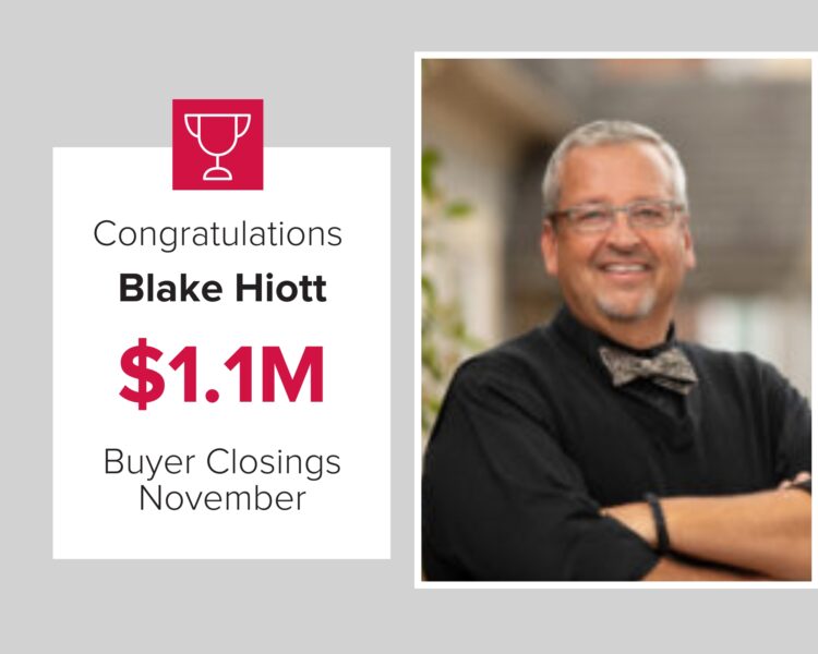 Blake Hiott is in the top 3 for buyer closings in November