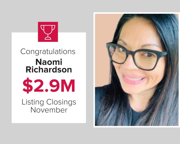 Naomi Richardson wins top 3 for closings in November